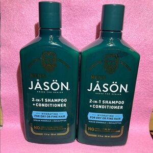 Lot Of 2 Jason Men's Hydrating 2-in-1 Shampoo and Conditioner,  Hydrating 12 oz